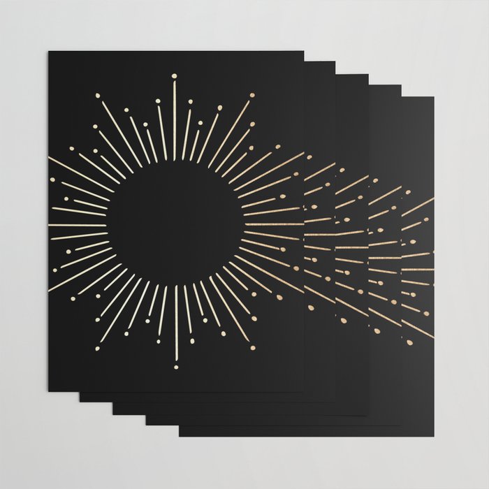 Sunburst Gold Copper Bronze on Black Wrapping Paper Gallery Image 3