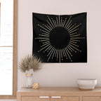 Sunburst Gold Copper Bronze on Black Wall Tapestry Gallery Image 2