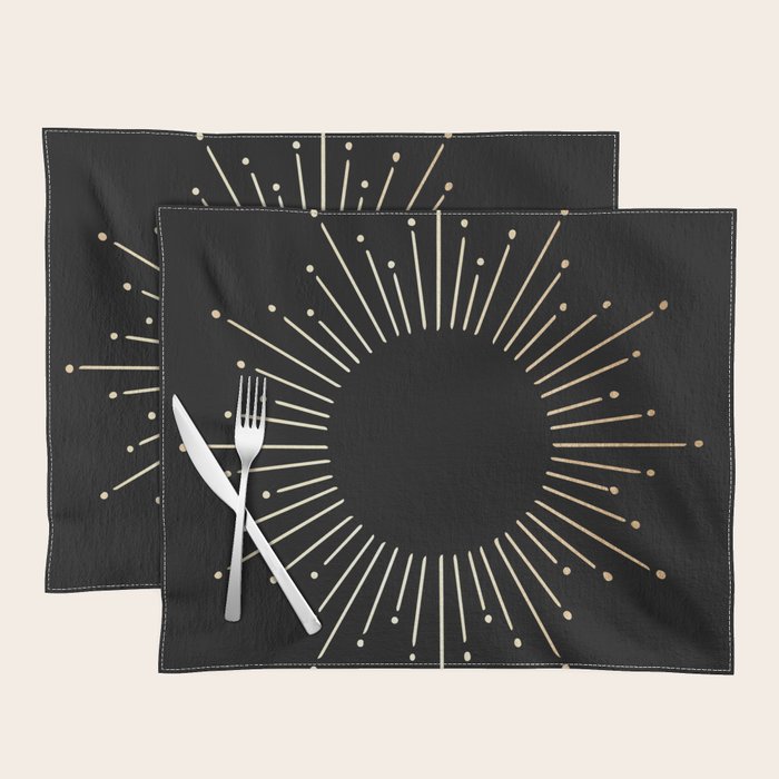 Sunburst Gold Copper Bronze on Black Placemat Gallery Image 1