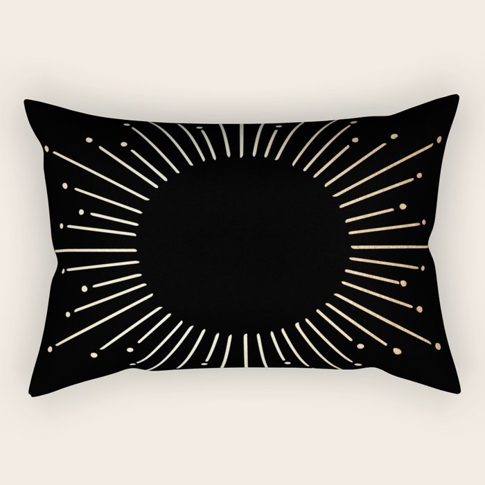 Sunburst Gold Copper Bronze on Black Rectangular Pillow Gallery Image 2