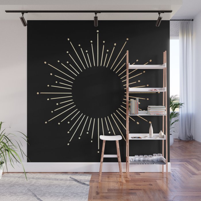 Sunburst Gold Copper Bronze on Black Wall Mural Gallery Image 1