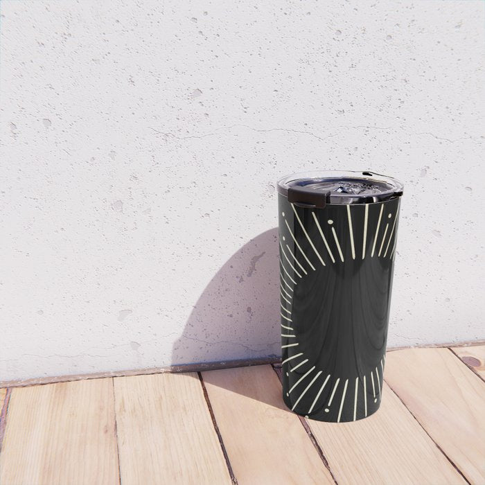 Sunburst Gold Copper Bronze on Black Travel Mug Gallery Image 4