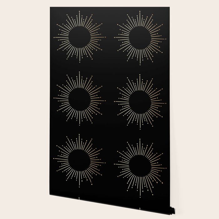 Sunburst Gold Copper Bronze on Black Wallpaper Gallery Image 2
