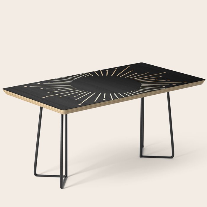 Sunburst Gold Copper Bronze on Black Coffee Table Gallery Image 1