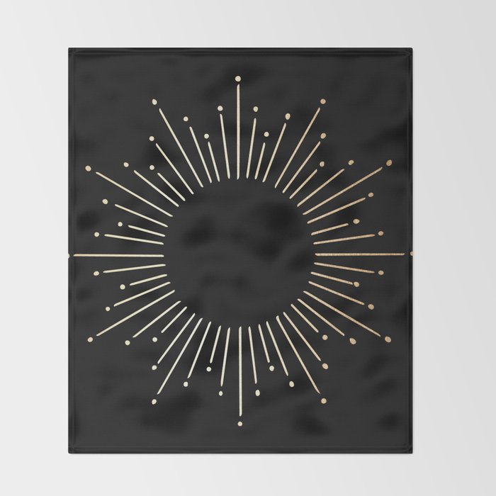 Sunburst Gold Copper Bronze on Black Throw Blanket Gallery Image 2