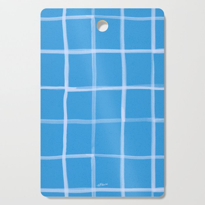 Abstract Tennis Net Pattern in Sky Blue Cutting Board Gallery Image 1