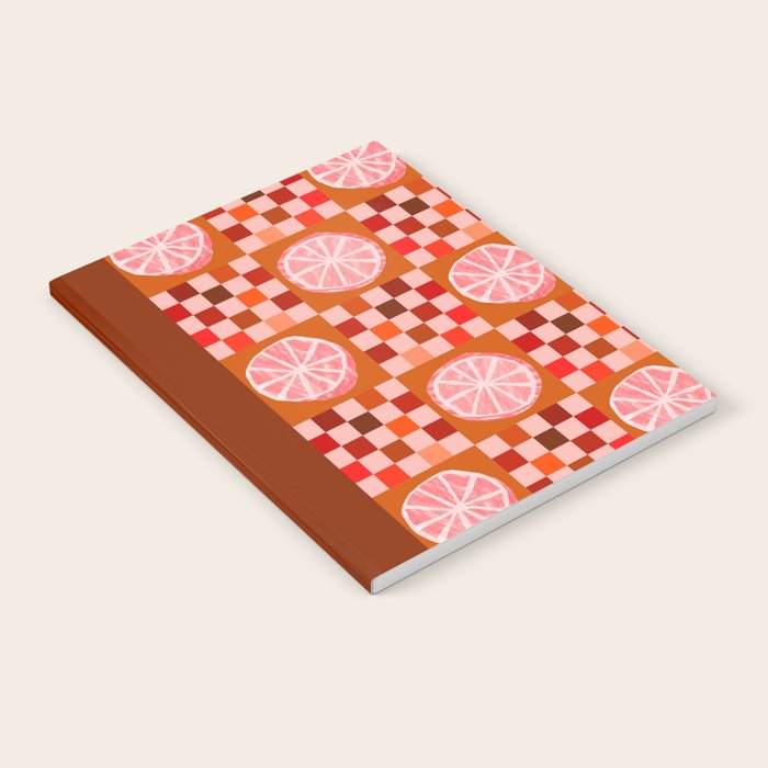 Checkered Sliced Citrus Fruit in Red & Peach Pink Notebook Gallery Image 2