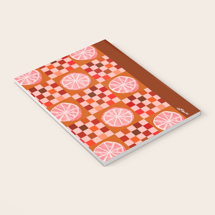 Checkered Sliced Citrus Fruit in Red & Peach Pink Notebook Gallery Image 3
