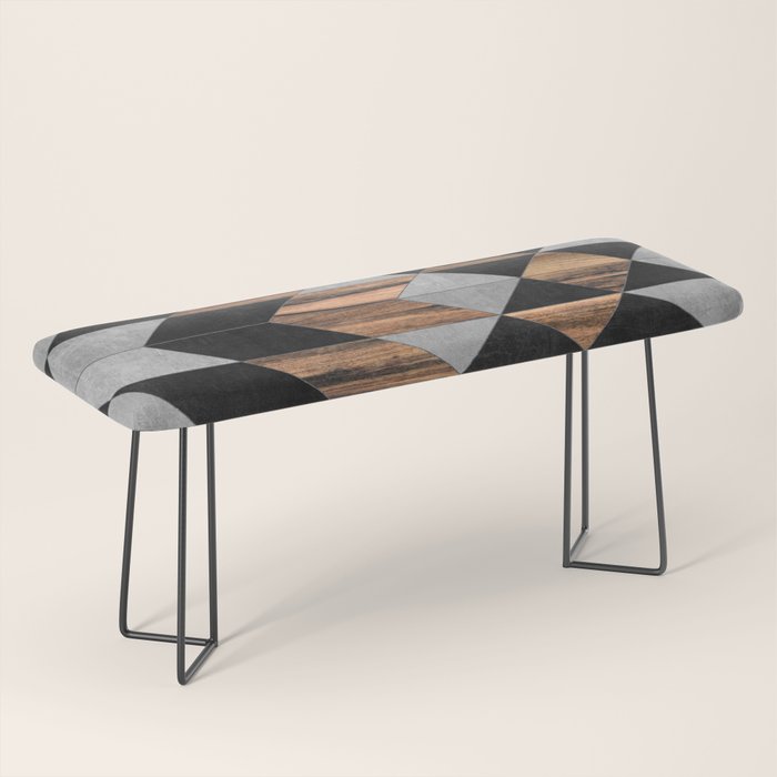 Urban Tribal Pattern No.10 - Aztec - Concrete and Wood Bench Gallery Image 1