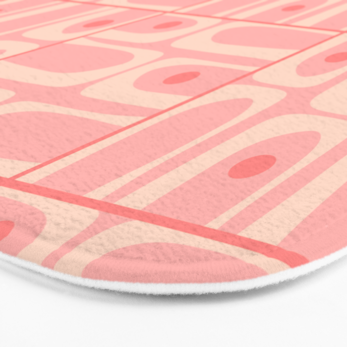 Mid Century Modern Piquet Multi Geometric Tiled Pattern in Blush Pink Bath Mat Gallery Image 3