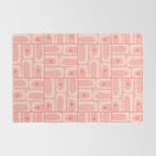 Mid Century Modern Piquet Multi Geometric Tiled Pattern in Blush Pink Rug Gallery Image 2
