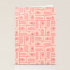 Mid Century Modern Piquet Multi Geometric Tiled Pattern in Blush Pink Stationery Card Gallery Image 2
