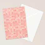 Mid Century Modern Piquet Multi Geometric Tiled Pattern in Blush Pink Stationery Card Gallery Image 2