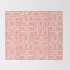 Mid Century Modern Piquet Multi Geometric Tiled Pattern in Blush Pink Throw Blanket Gallery Image 2