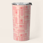 Mid Century Modern Piquet Multi Geometric Tiled Pattern in Blush Pink Travel Mug Gallery Image 2