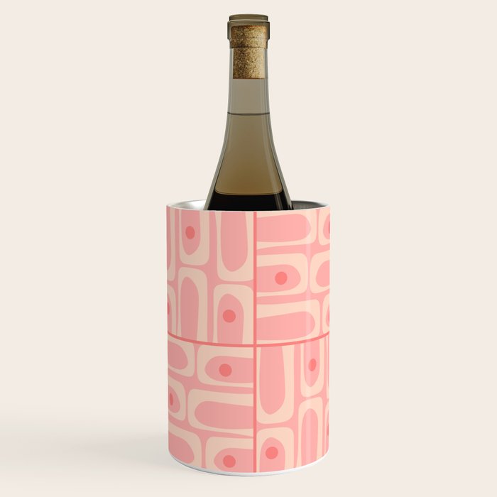 Mid Century Modern Piquet Multi Geometric Tiled Pattern in Blush Pink Wine Chiller Gallery Image 3