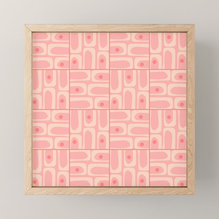 Mid Century Modern Piquet Multi Geometric Tiled Pattern in Blush Pink Mini Art Print Gallery Image 1