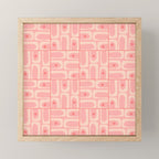 Mid Century Modern Piquet Multi Geometric Tiled Pattern in Blush Pink Mini Art Print Gallery Image 1