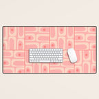 Mid Century Modern Piquet Multi Geometric Tiled Pattern in Blush Pink Desk Mat Gallery Image 1