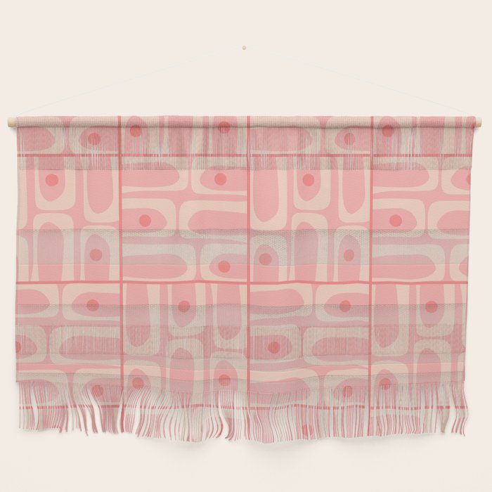 Mid Century Modern Piquet Multi Geometric Tiled Pattern in Blush Pink Wall Hanging Gallery Image 1