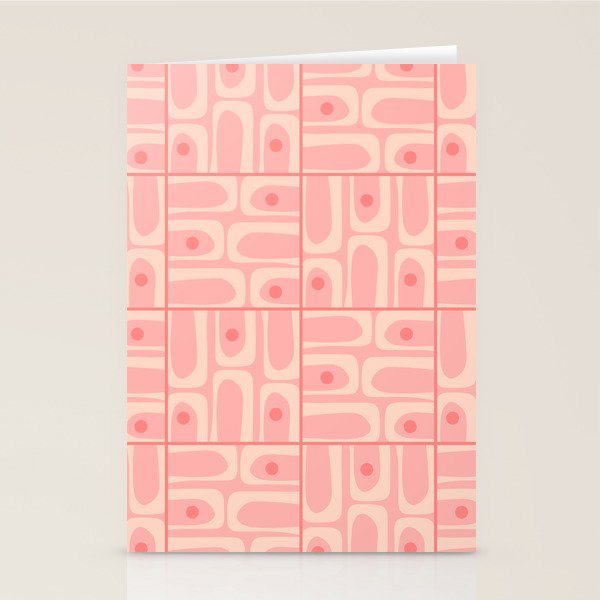 Mid Century Modern Piquet Multi Geometric Tiled Pattern in Blush Pink Stationery Card Gallery Image 1