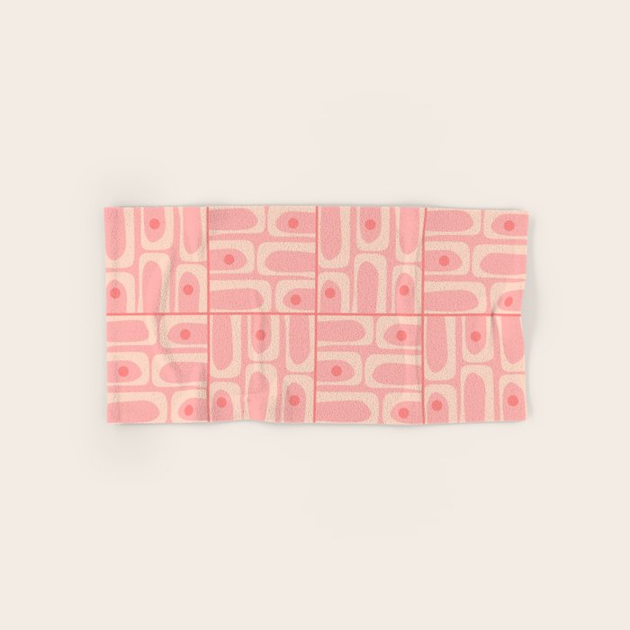 Mid Century Modern Piquet Multi Geometric Tiled Pattern in Blush Pink Bath Towel Gallery Image 1
