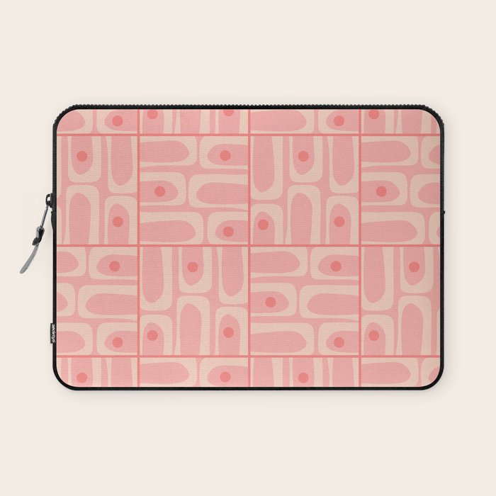 Mid Century Modern Piquet Multi Geometric Tiled Pattern in Blush Pink Laptop Sleeve Gallery Image 1