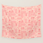 Mid Century Modern Piquet Multi Geometric Tiled Pattern in Blush Pink Wall Tapestry Gallery Image 4