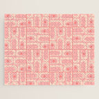Mid Century Modern Piquet Multi Geometric Tiled Pattern in Blush Pink Jigsaw Puzzle Gallery Image 1