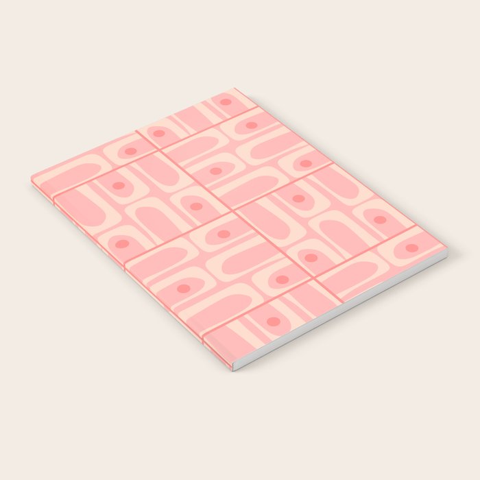 Mid Century Modern Piquet Multi Geometric Tiled Pattern in Blush Pink Notebook Gallery Image 2
