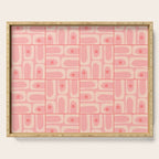 Mid Century Modern Piquet Multi Geometric Tiled Pattern in Blush Pink Serving Tray Gallery Image 1