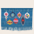 Retro Christmas Baubles on a dark background Wall Hanging Gallery Image 1