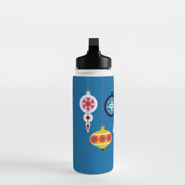 Retro Christmas Baubles on a dark background Water Bottle Gallery Image 3