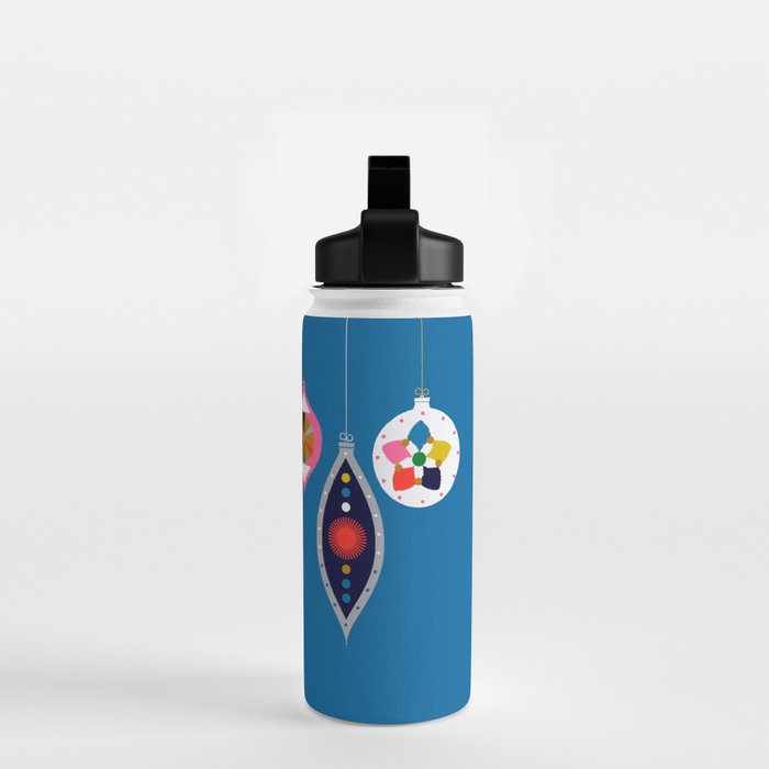 Retro Christmas Baubles on a dark background Water Bottle Gallery Image 2