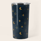 moon and stars - dark blue Travel Mug Gallery Image 1