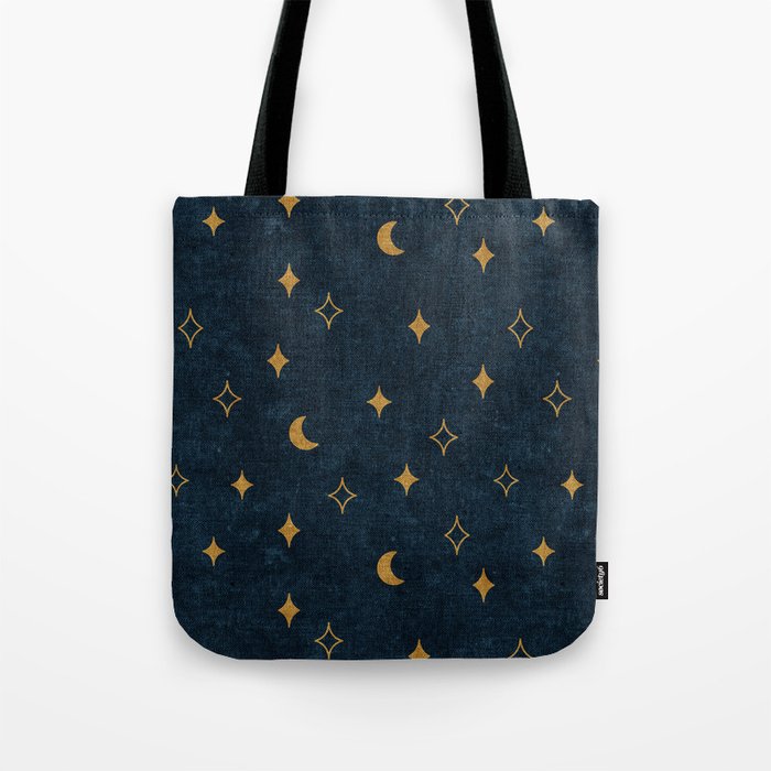 moon and stars - dark blue Tote Bag Gallery Image 1