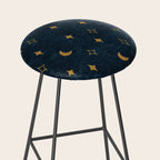 moon and stars - dark blue Stool Gallery Image 2