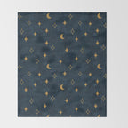 moon and stars - dark blue Throw Blanket Gallery Image 2