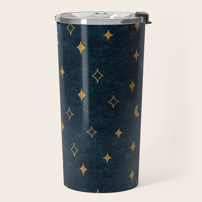moon and stars - dark blue Travel Mug Gallery Image 2