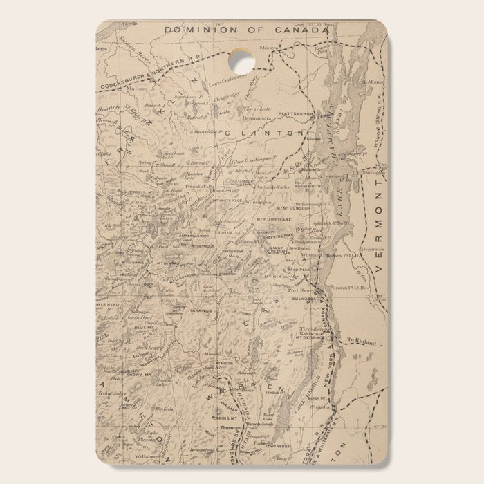 Vintage Map of The Adirondack Mountains (1874) Cutting Board Gallery Image 1