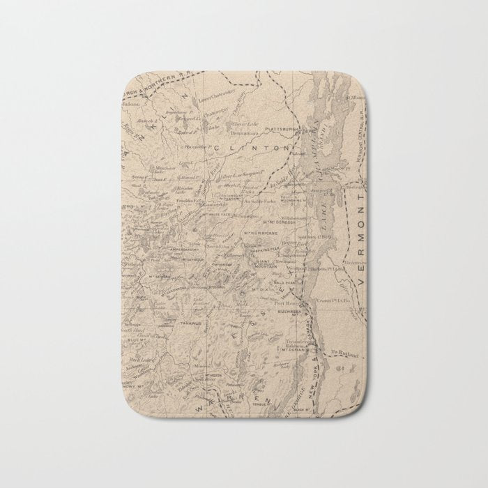 Vintage Map of The Adirondack Mountains (1874) Bath Mat Gallery Image 1