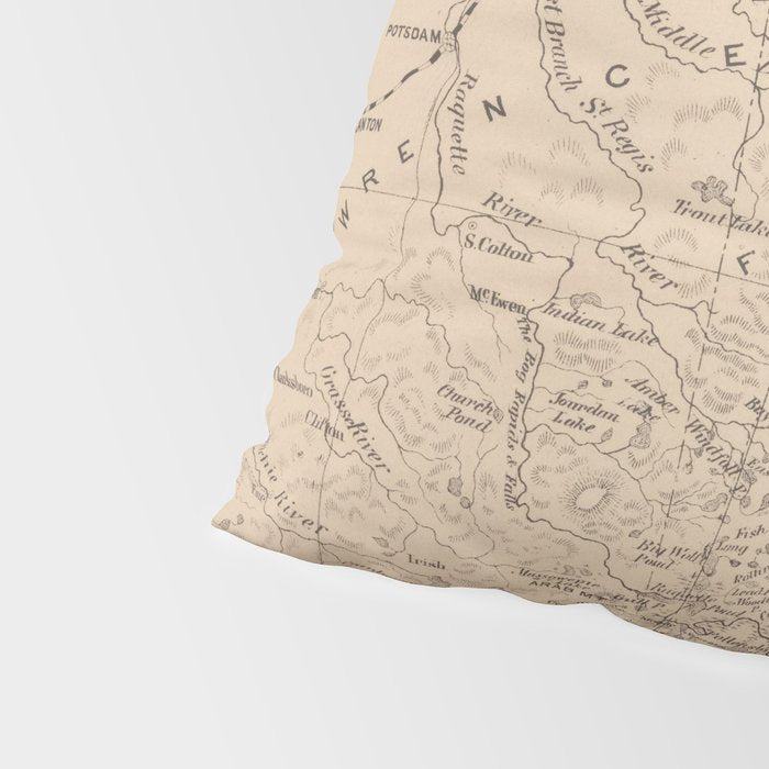 Vintage Map of The Adirondack Mountains (1874) Pillow Sham Gallery Image 4