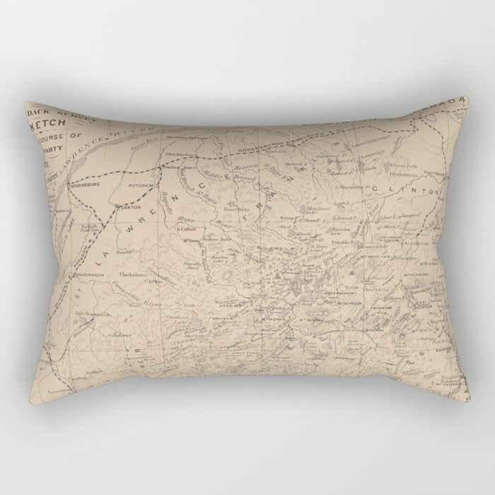 Vintage Map of The Adirondack Mountains (1874) Rectangular Pillow Gallery Image 1