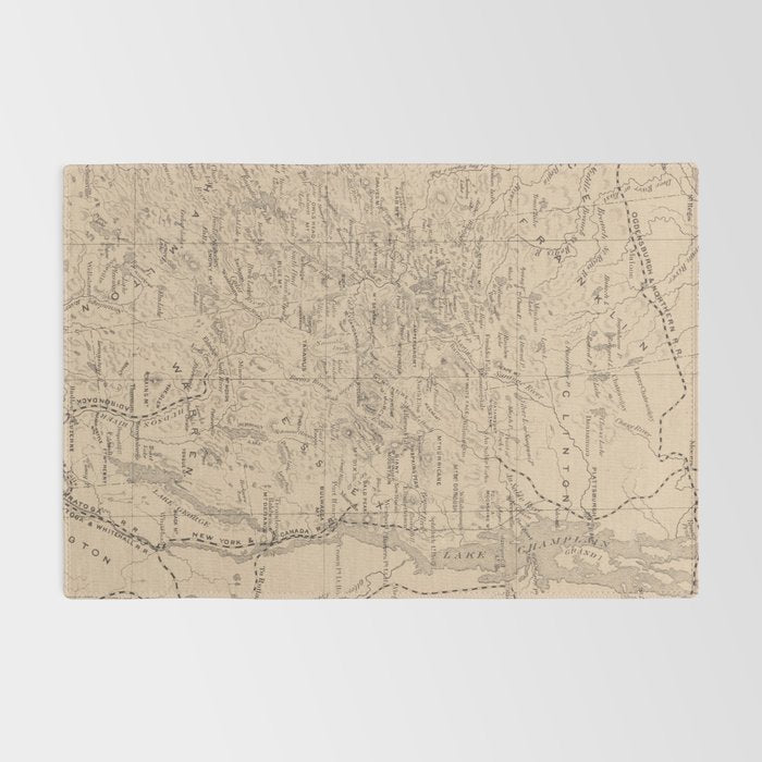 Vintage Map of The Adirondack Mountains (1874) Rug Gallery Image 2