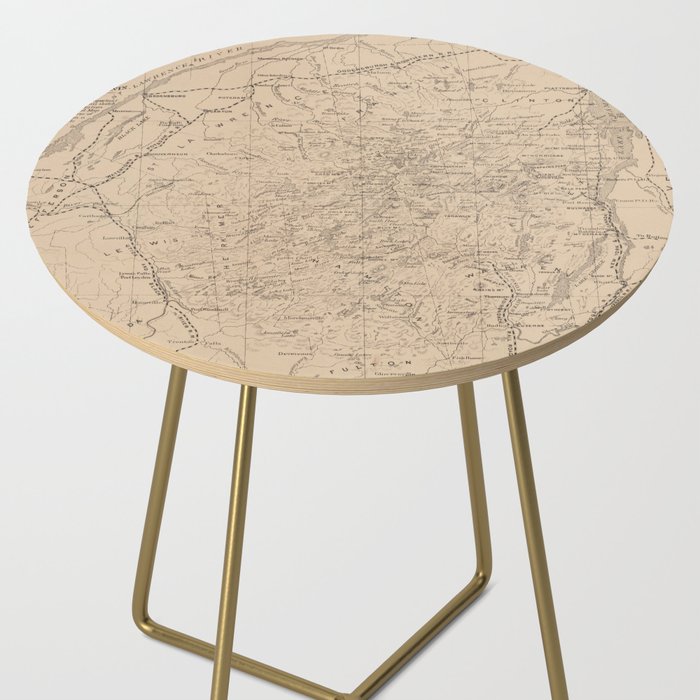 Vintage Map of The Adirondack Mountains (1874) Side Table Gallery Image 2