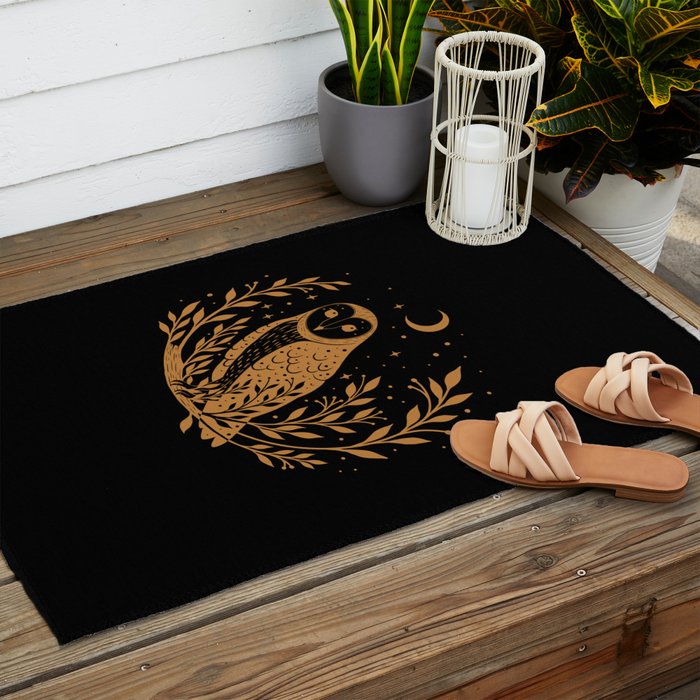 Owl Moon - Gold Outdoor Rug Gallery Image 2