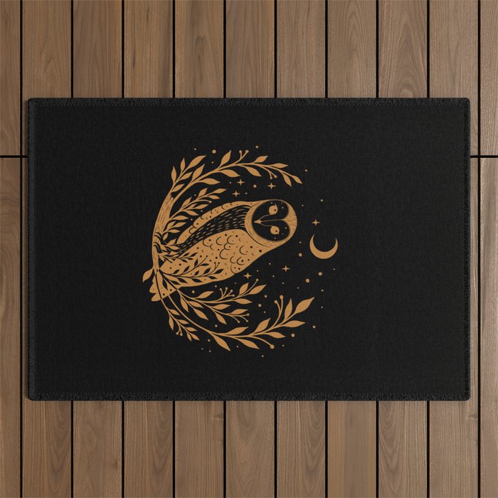Owl Moon - Gold Outdoor Rug Gallery Image 1