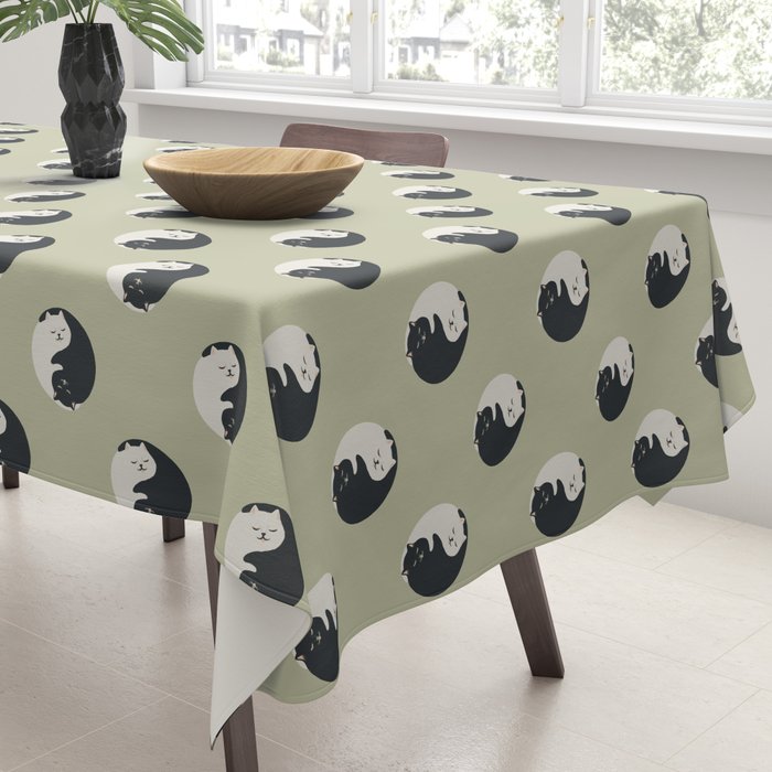 Hidden cat 26 yin yang hug Tablecloth Gallery Image 3