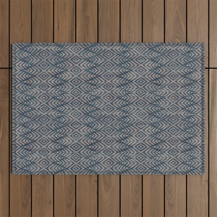 Feather Ikat - midnight desert Outdoor Rug Gallery Image 1