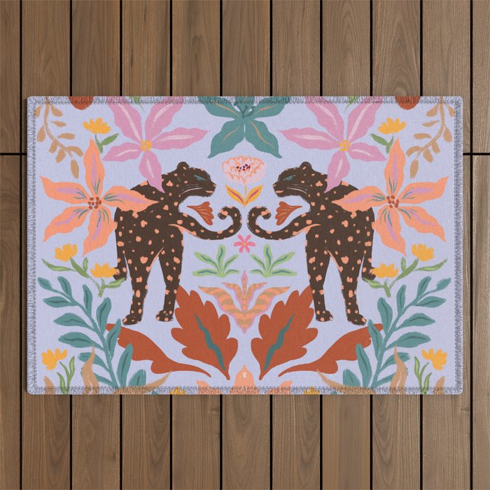 Lilac Whimsical Garden  Outdoor Rug Gallery Image 1